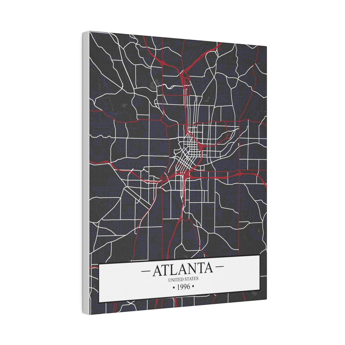 Atlanta, United States 1996, Color Map, Matte Canvas, Stretched, 0.75"