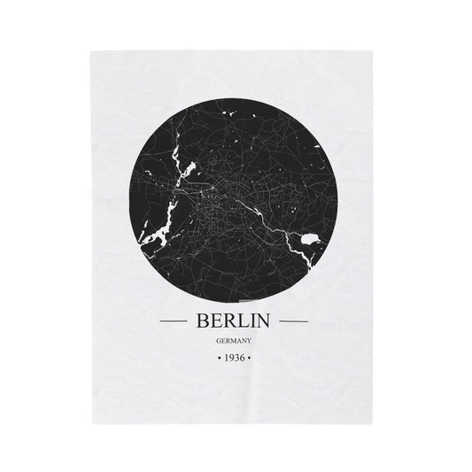 Berlin, Germany 1936 Olympic Host City Map Velveteen Plush Blanket