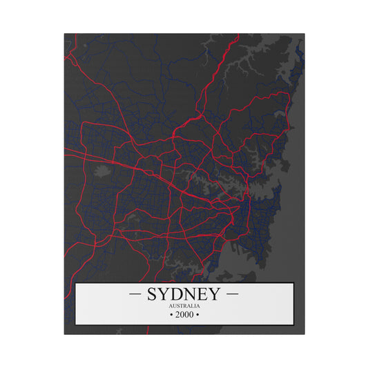 Sydney, Australia 2000, Color Map, Matte Canvas, Stretched, 0.75"