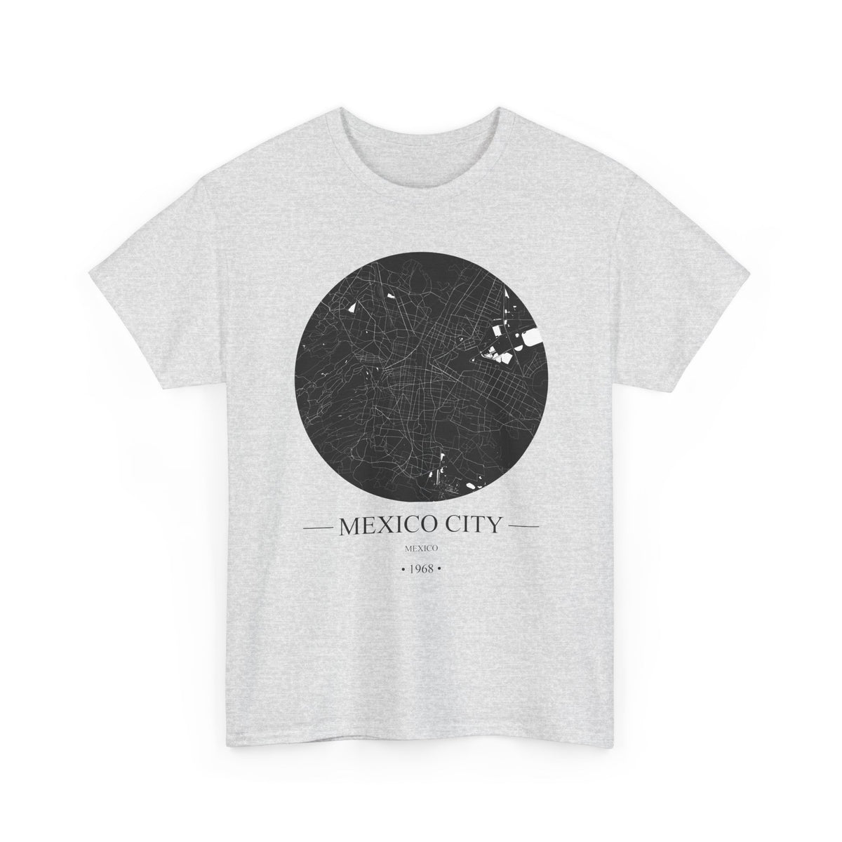 Mexico City, Mexico 1968 Olympic Host City Map Unisex Heavy Cotton Tee
