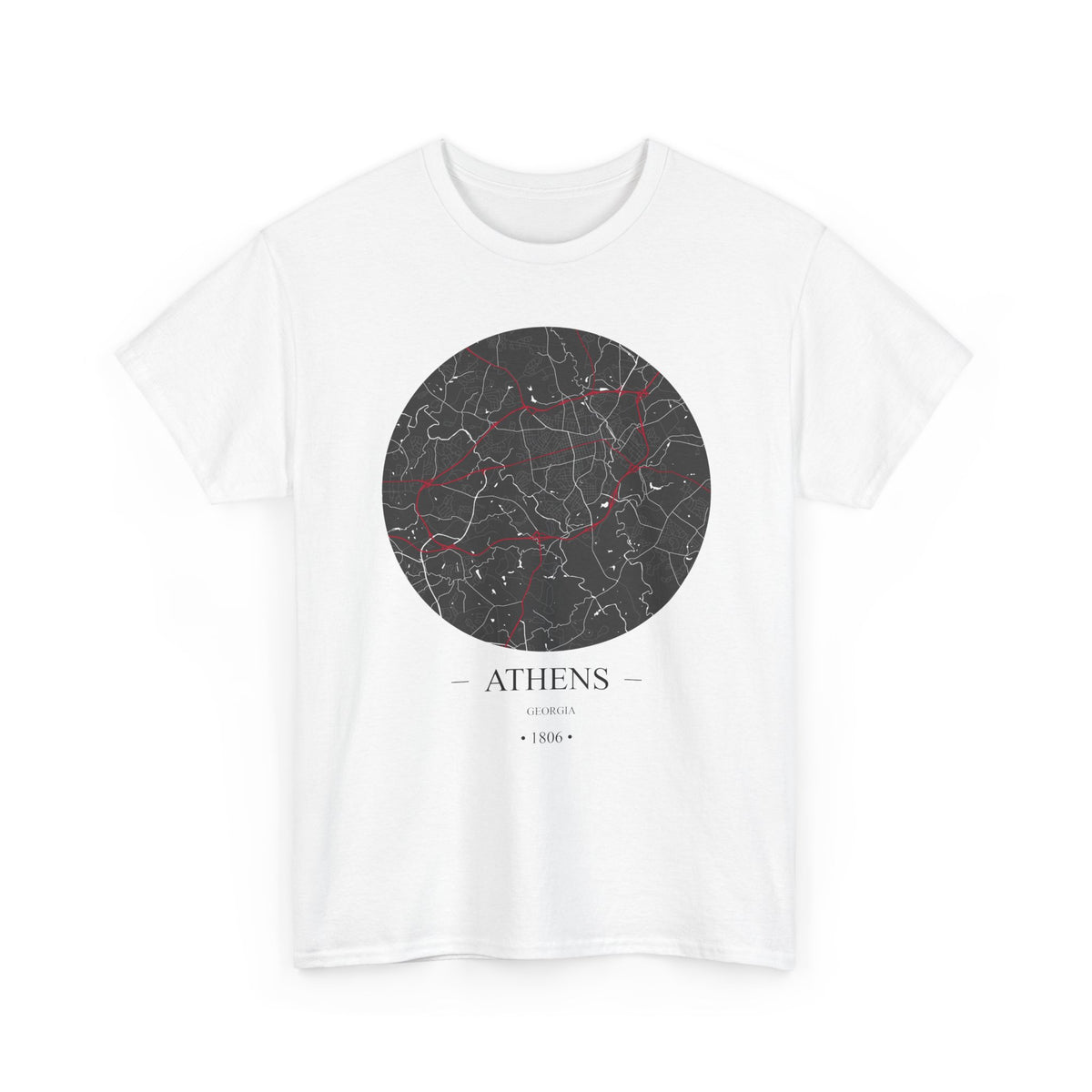 Athens, Georgia 1806 – Founders City Map – Unisex Heavy Cotton Tee, Express Delivery available