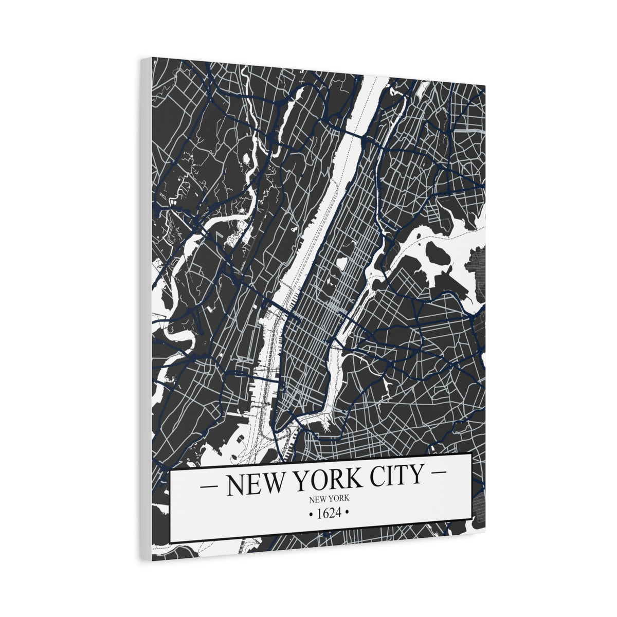 New York City, New York 1624 Founders City Map, Matte Canvas Print (Stretched, 1.25")