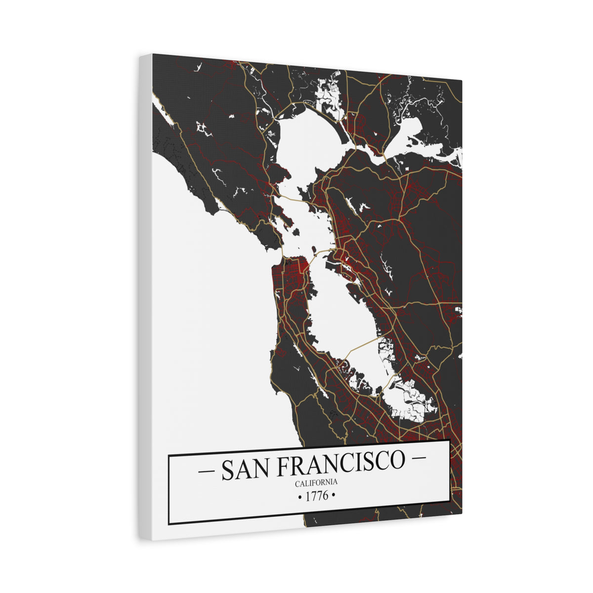 San Francisco, California 1776 Founders City Map, Matte Canvas Print (Stretched, 1.25")