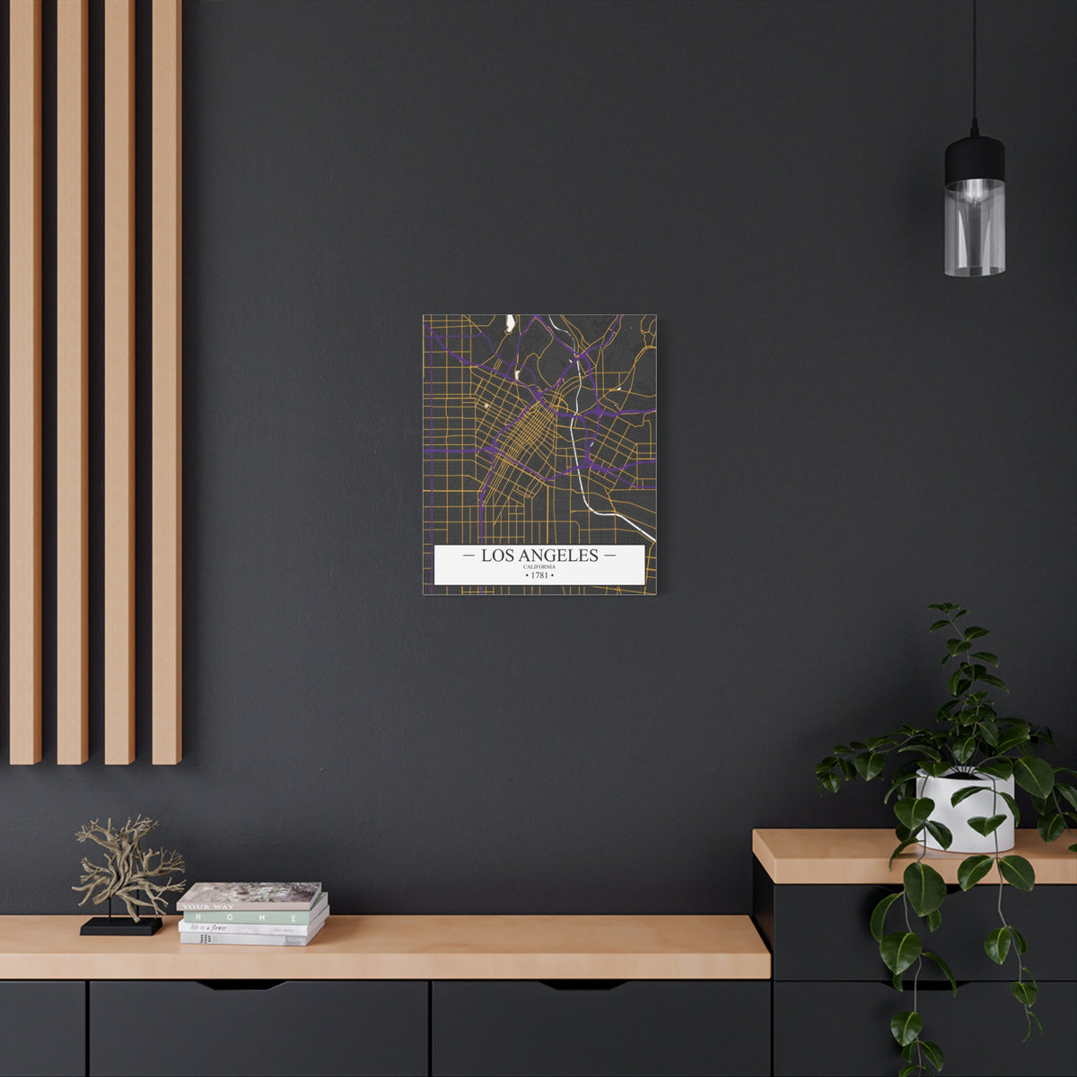Los Angeles, California 1781 Founders City Map, Matte Canvas Print (Stretched, 1.25")