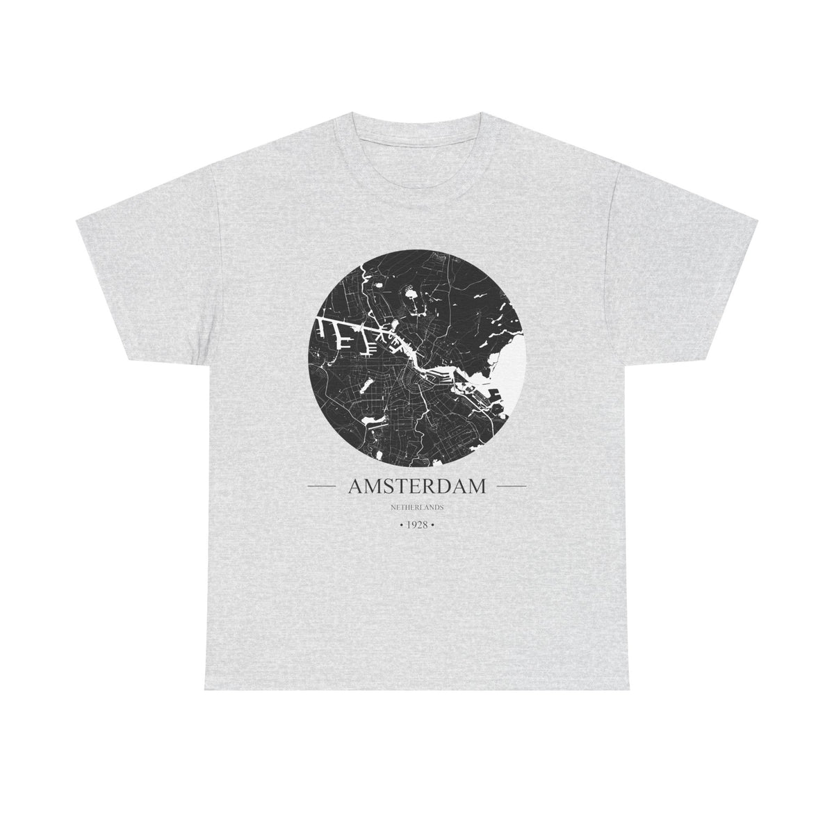 Amsterdam, Netherlands 1928 Olympic Host City Map Unisex Heavy Cotton Tee