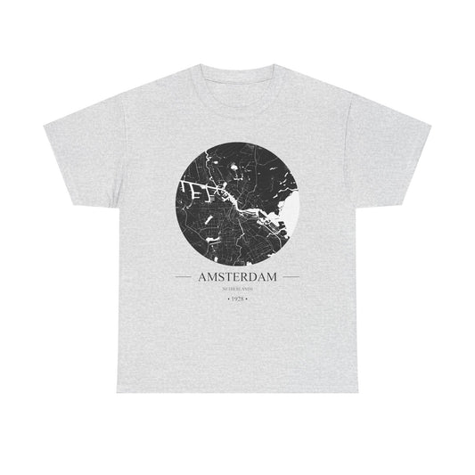 Amsterdam, Netherlands 1928 Olympic Host City Map Unisex Heavy Cotton Tee