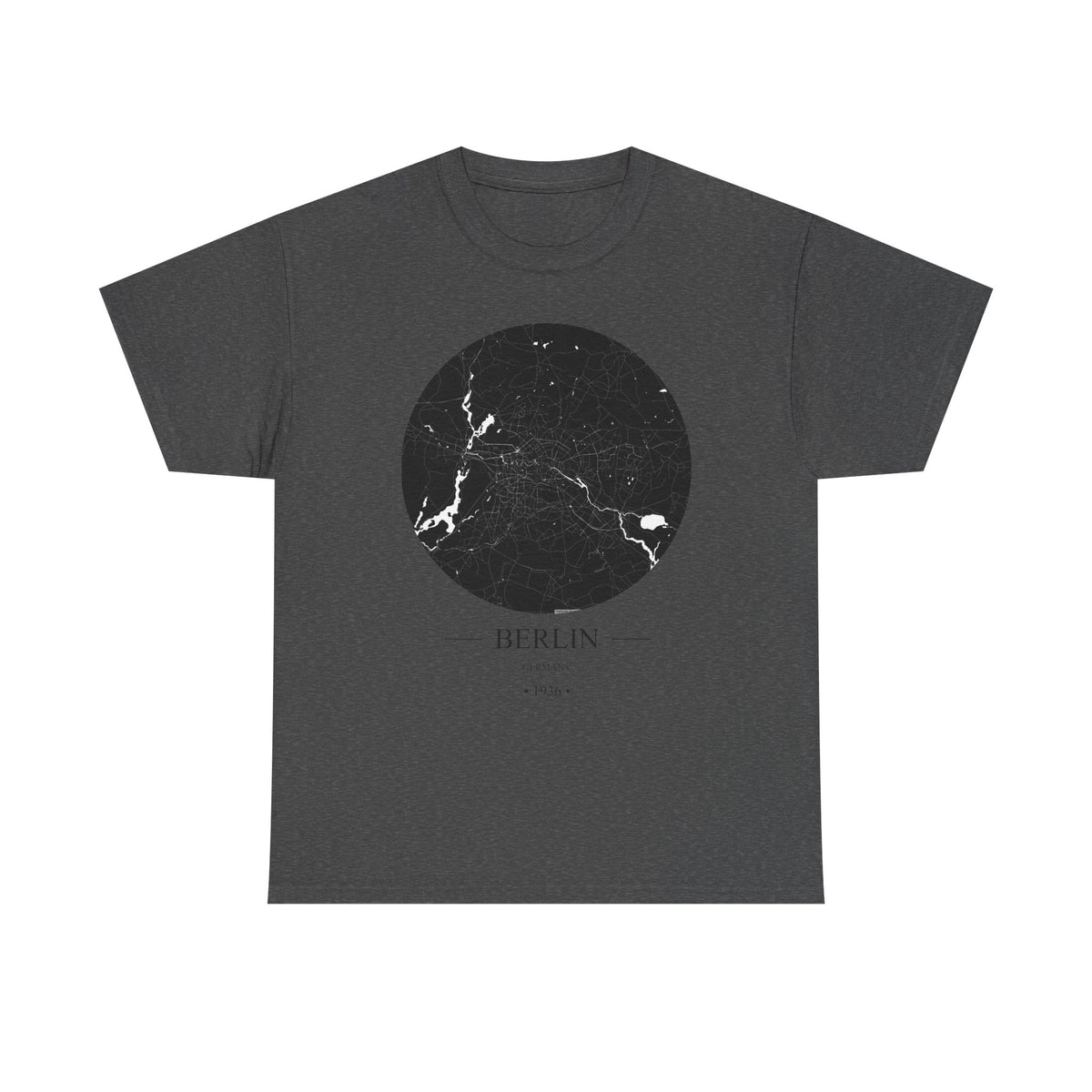 Berlin, Germany 1936 Olympic Host City Map Unisex Heavy Cotton Tee