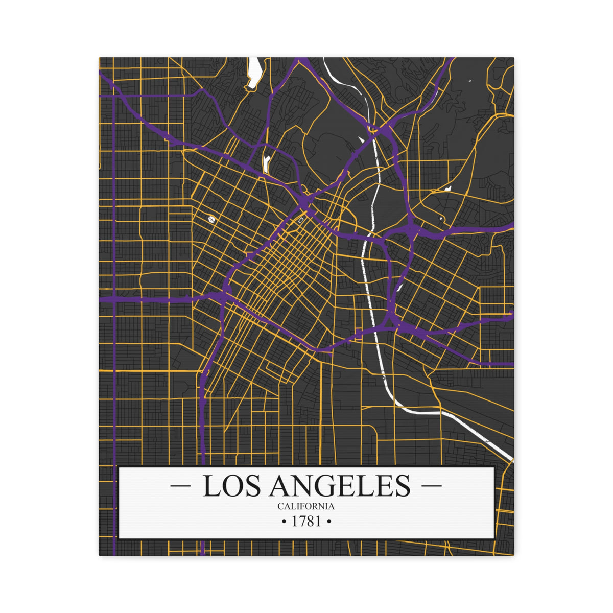 Los Angeles, California 1781 Founders City Map, Matte Canvas Print (Stretched, 1.25")