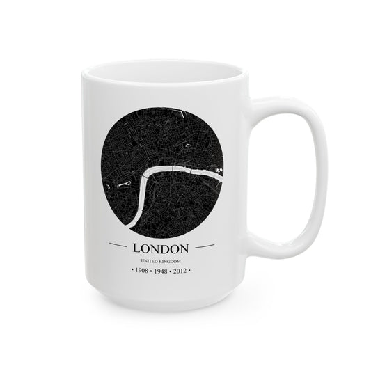 London, United Kingdom 1908, 1948 & 2012 Olympics Ceramic Mug, (11oz, 15oz)