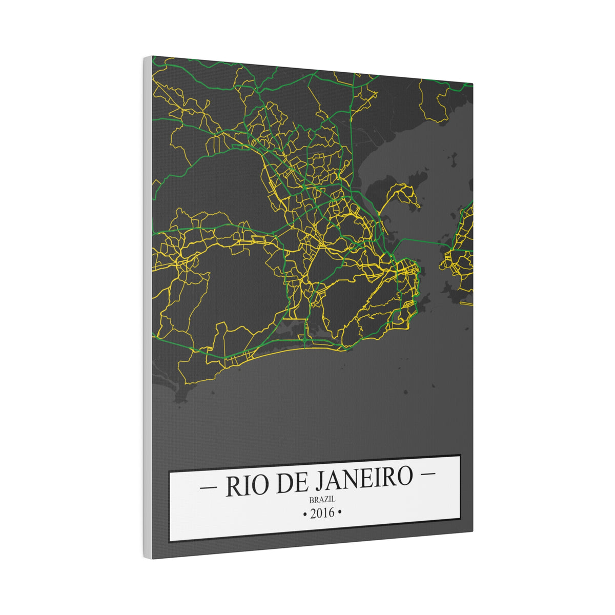 Rio De Janeiro, Brazil 2016, Color Map, Matte Canvas, Stretched, 0.75"