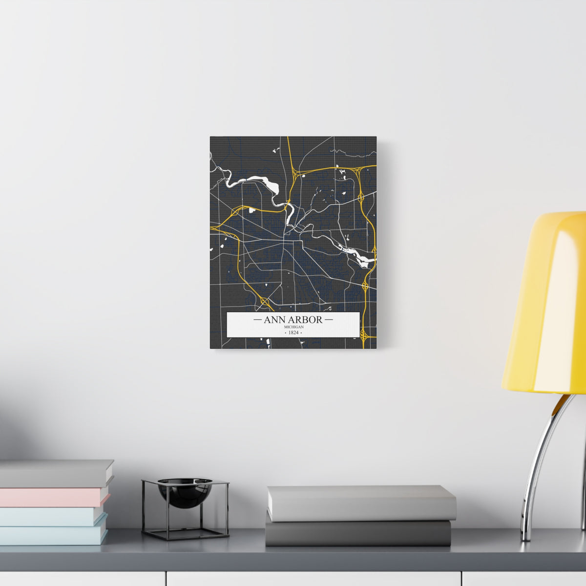 Ann Arbor, Michigan 1823 Founders City Map, Matte Canvas Print (Stretched, 1.25")