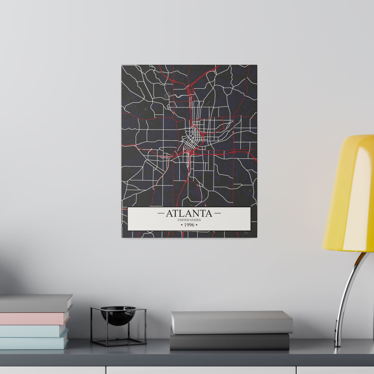 Atlanta, United States 1996, Color Map, Matte Canvas, Stretched, 0.75"