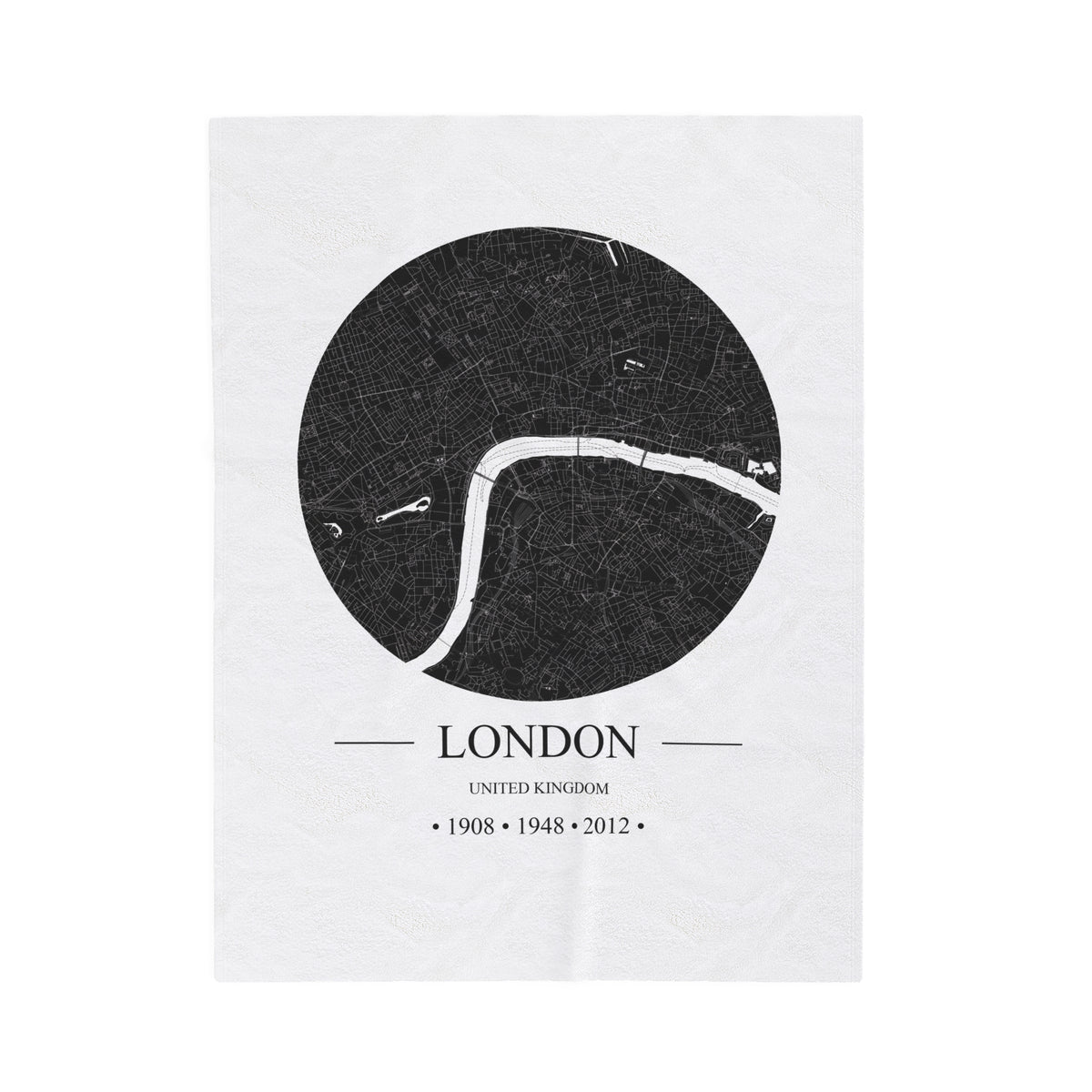London, United Kingdom 1908, 1948 & 2012 Olympic Host City Map Velveteen Plush Blanket