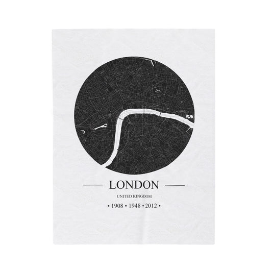 London, United Kingdom 1908, 1948 & 2012 Olympic Host City Map Velveteen Plush Blanket