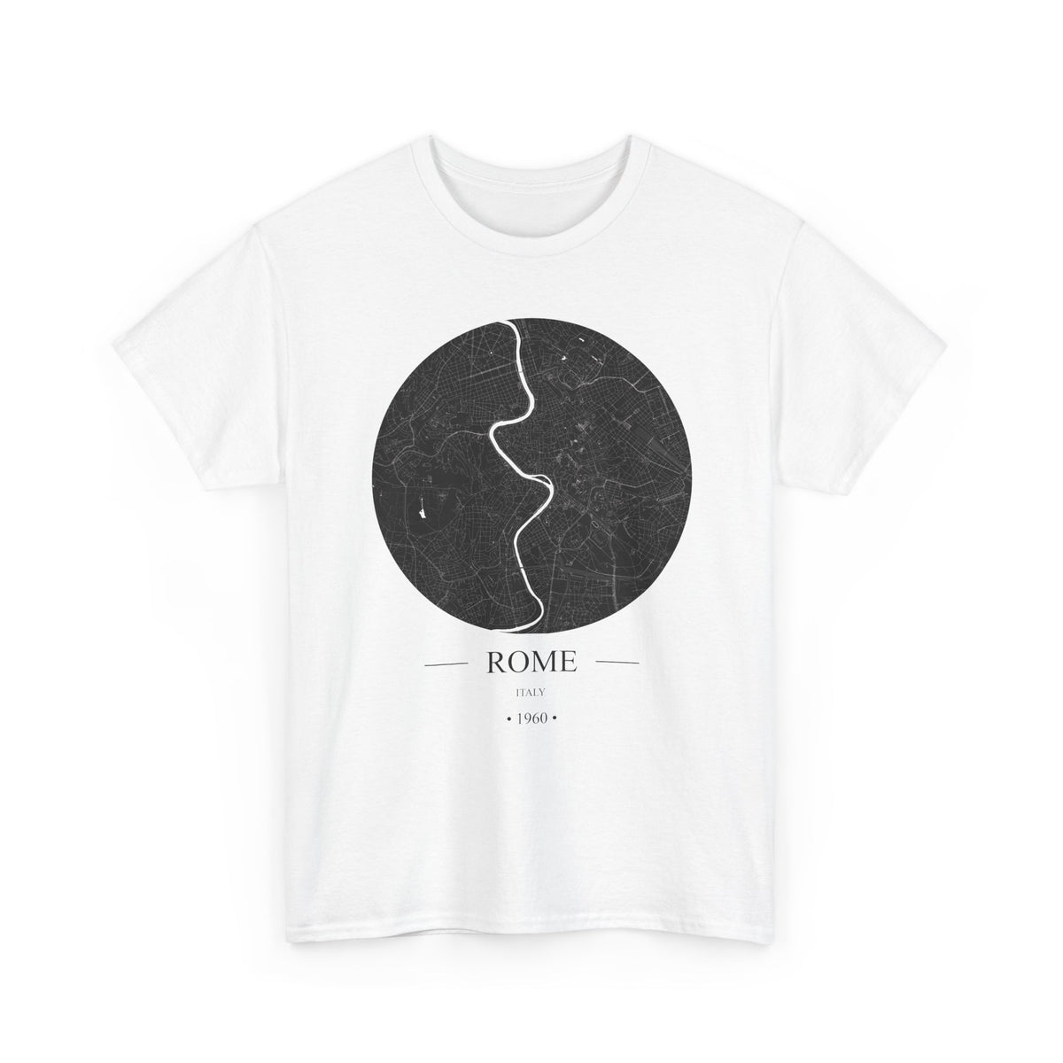 Rome, Italy 1960 Olympic Host City Map Unisex Heavy Cotton Tee