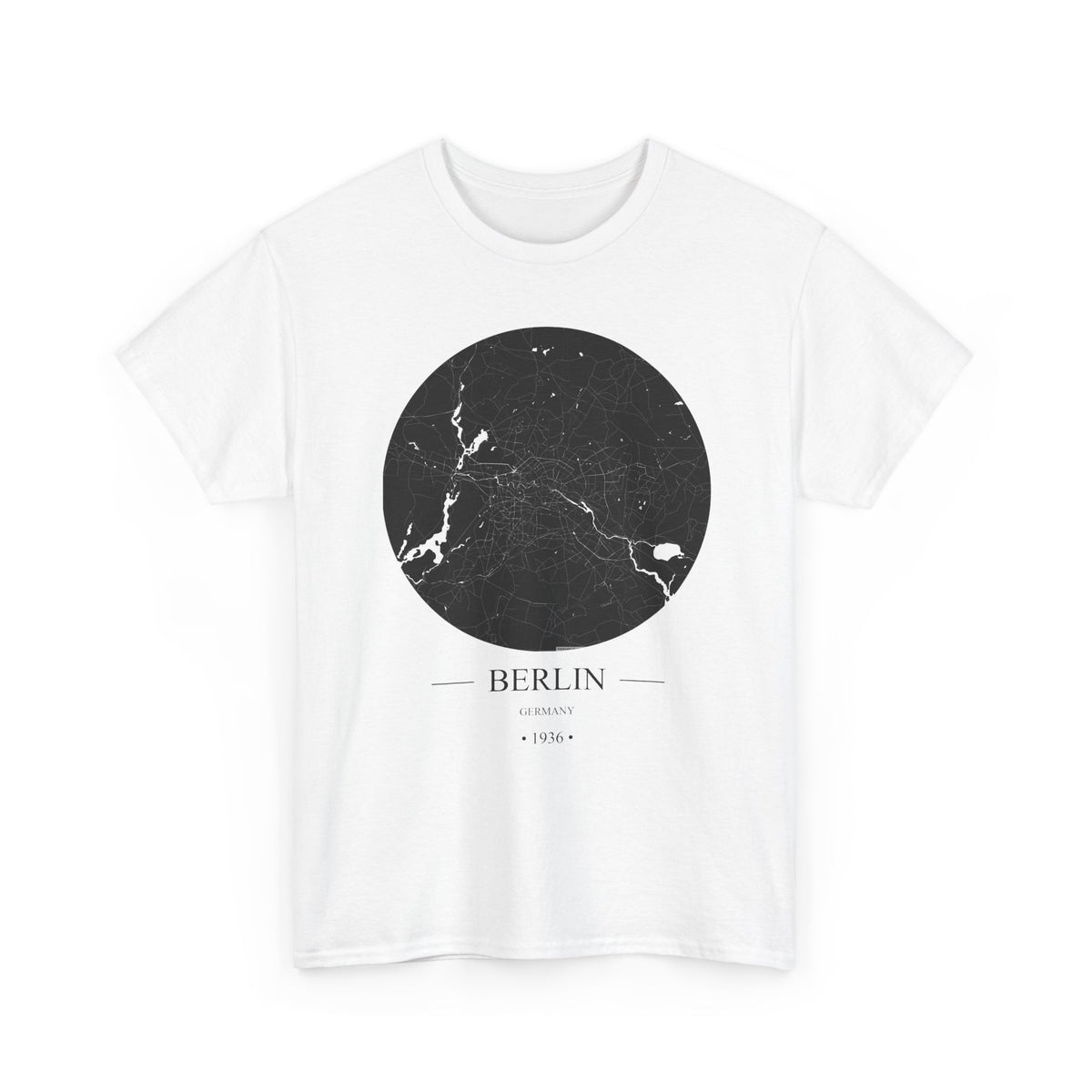 Berlin, Germany 1936 Olympic Host City Map Unisex Heavy Cotton Tee
