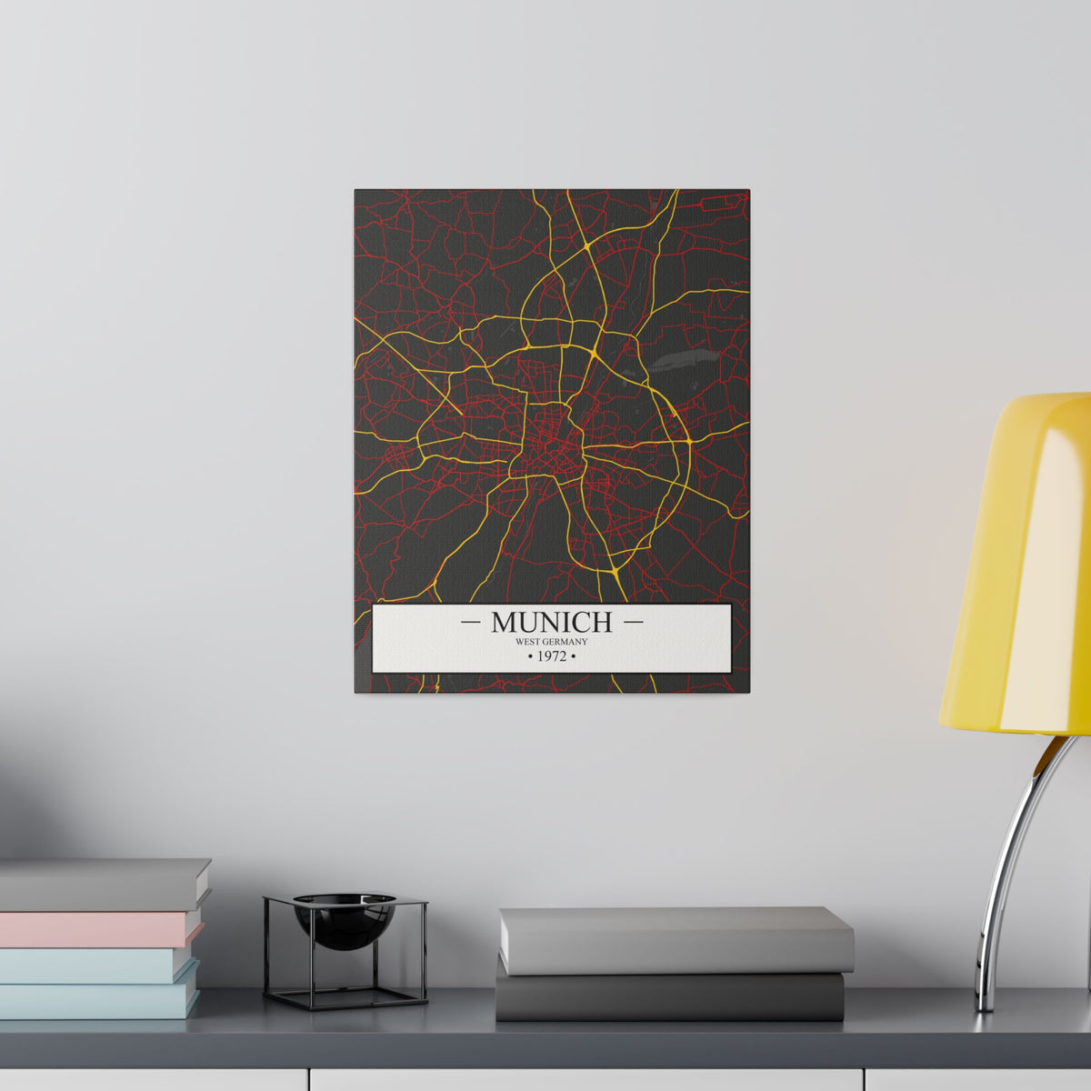 Munich, West Germany 1972, Color Map, Matte Canvas, Stretched, 0.75"
