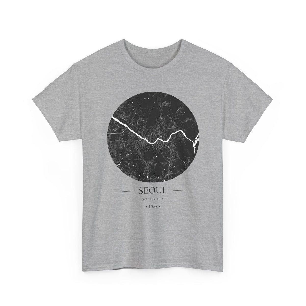 Seoul, South Korea 1988 Olympic Host City Map Unisex Heavy Cotton Tee