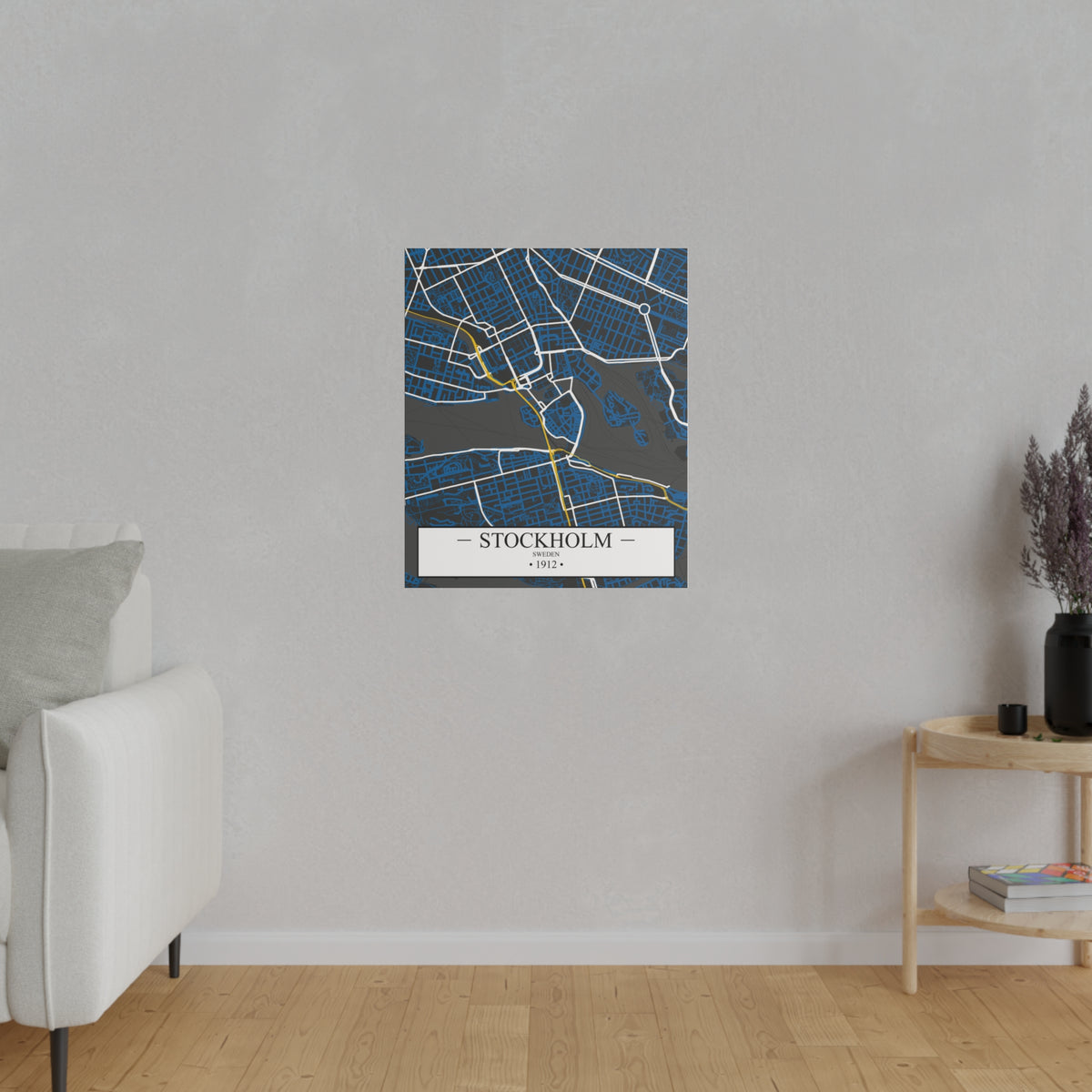 Stockholm, Sweden 1912, Color Map, Matte Canvas, Stretched, 0.75"