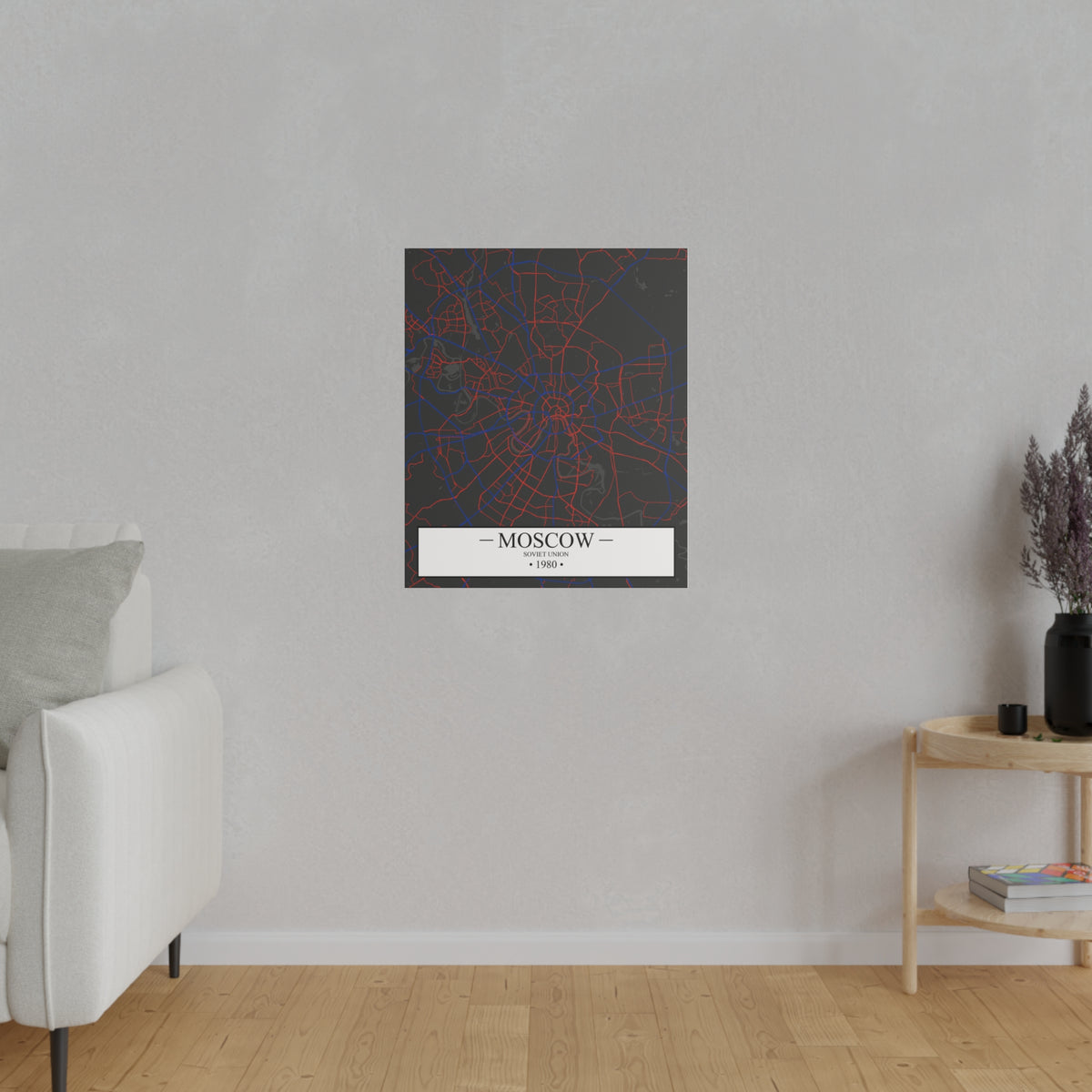 Moscow, Soviet Union 1980, Color Map, Matte Canvas, Stretched, 0.75"