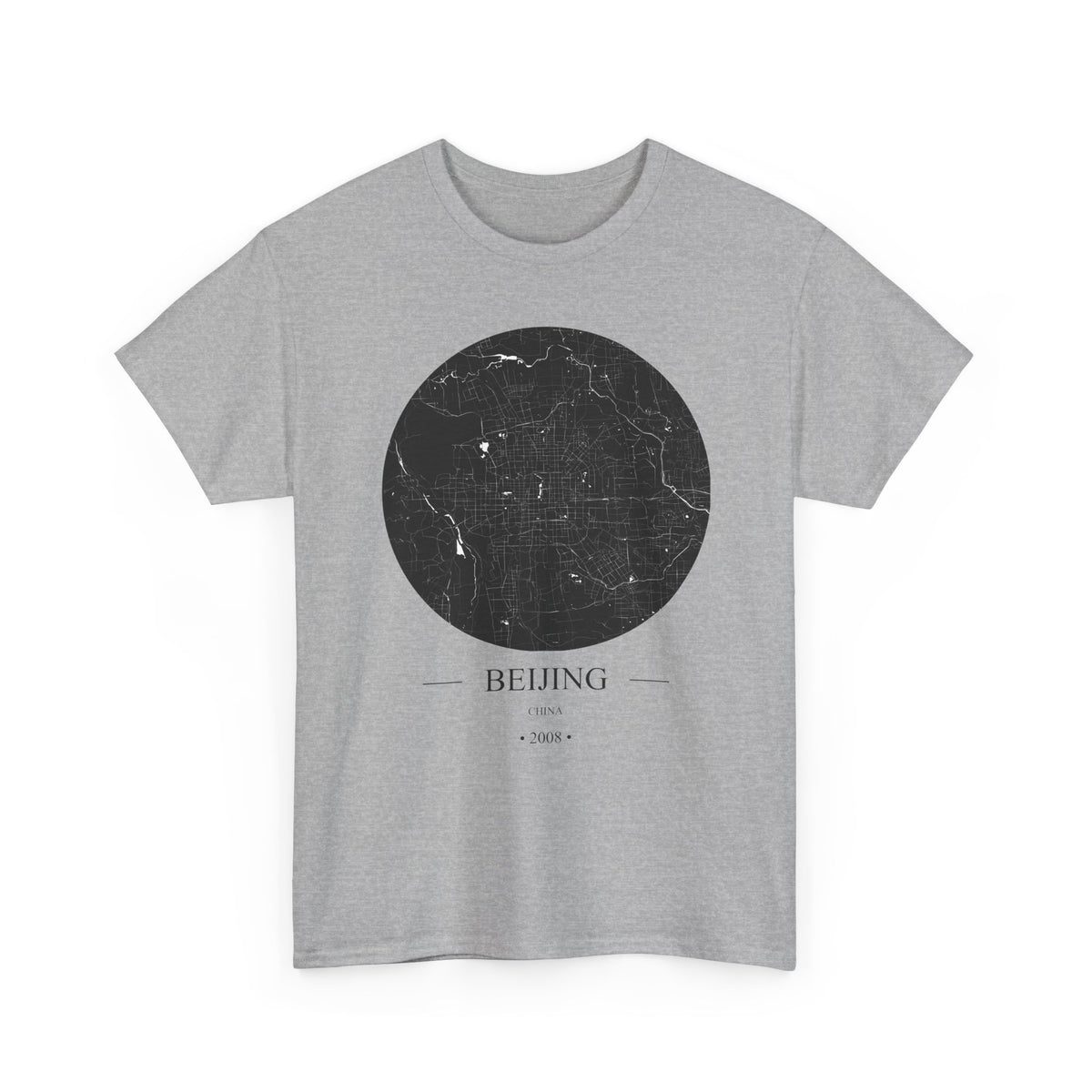 Beijing, China 2008 Olympic Host City Map Unisex Heavy Cotton Tee