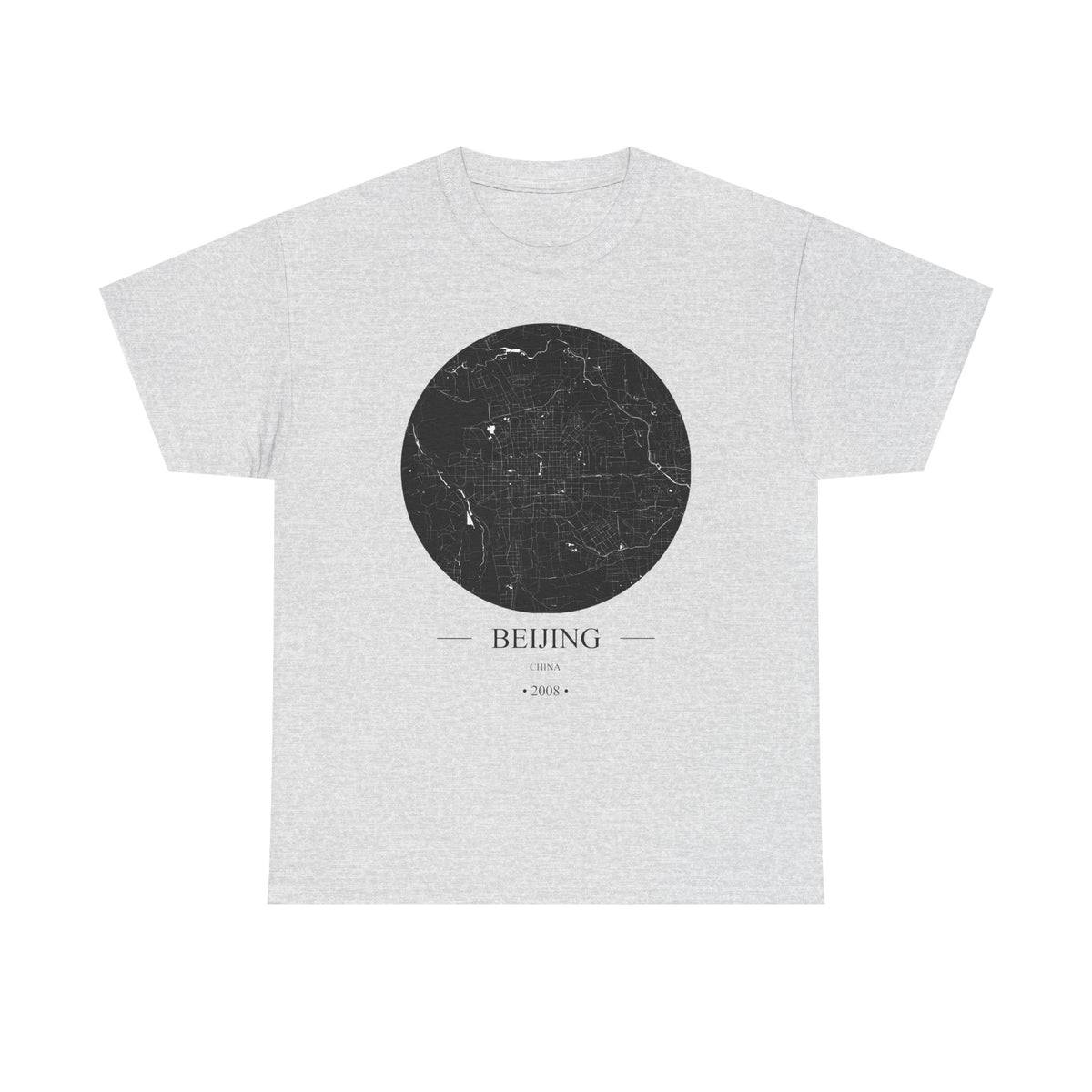 Beijing, China 2008 Olympic Host City Map Unisex Heavy Cotton Tee