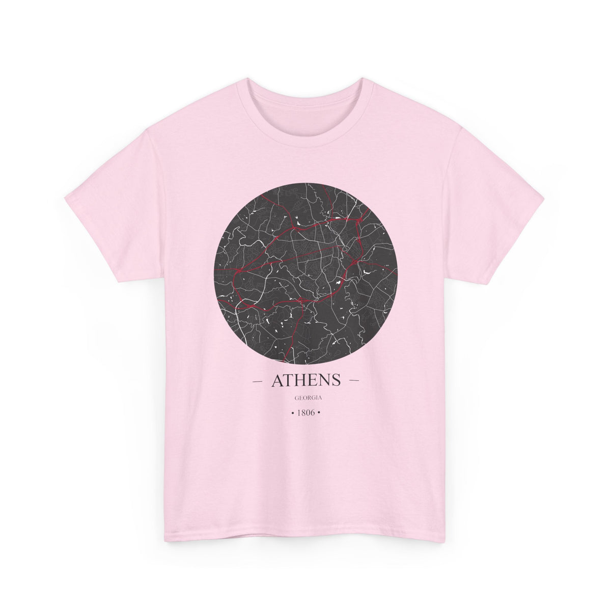 Athens, Georgia 1806 – Founders City Map – Unisex Heavy Cotton Tee, Express Delivery available