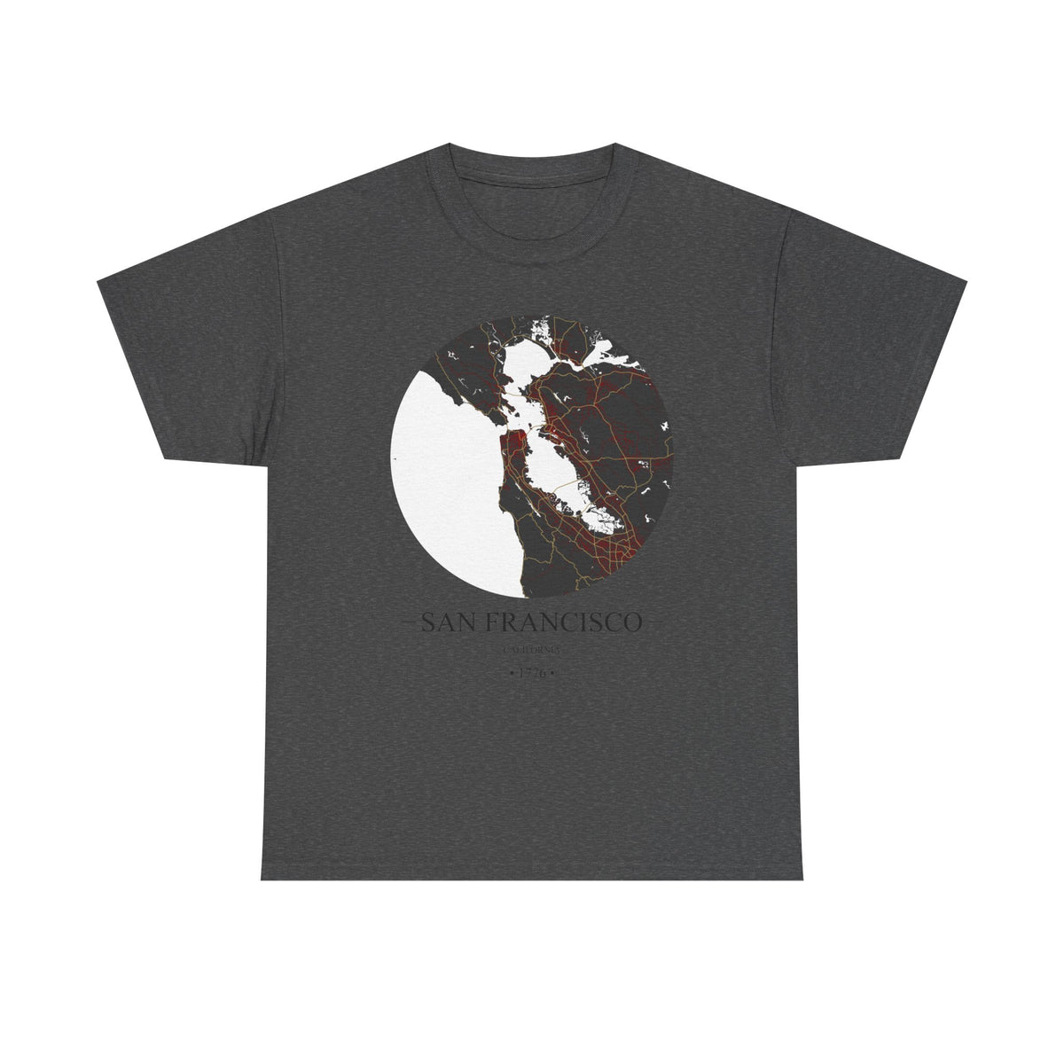 San Francisco, California 1776 Founders City Map Unisex Heavy Cotton Tee, Express Delivery available