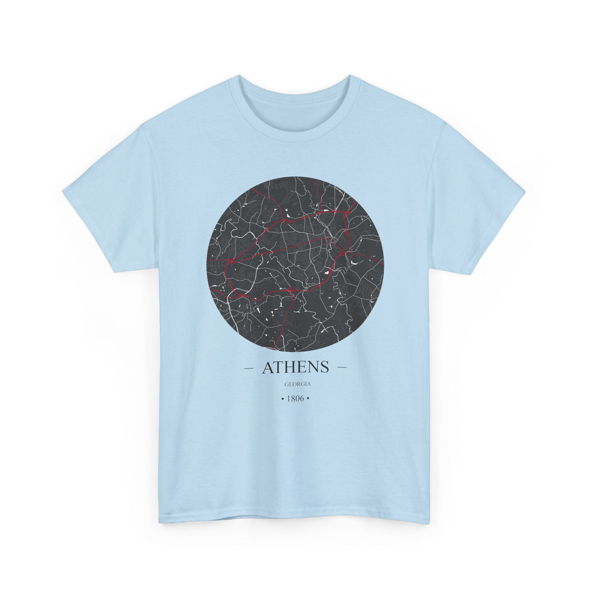 Athens, Georgia 1806 – Founders City Map – Unisex Heavy Cotton Tee, Express Delivery available