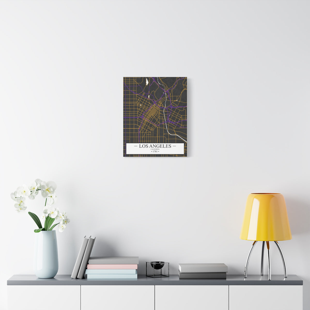 Los Angeles, California 1781 Founders City Map, Matte Canvas Print (Stretched, 1.25")