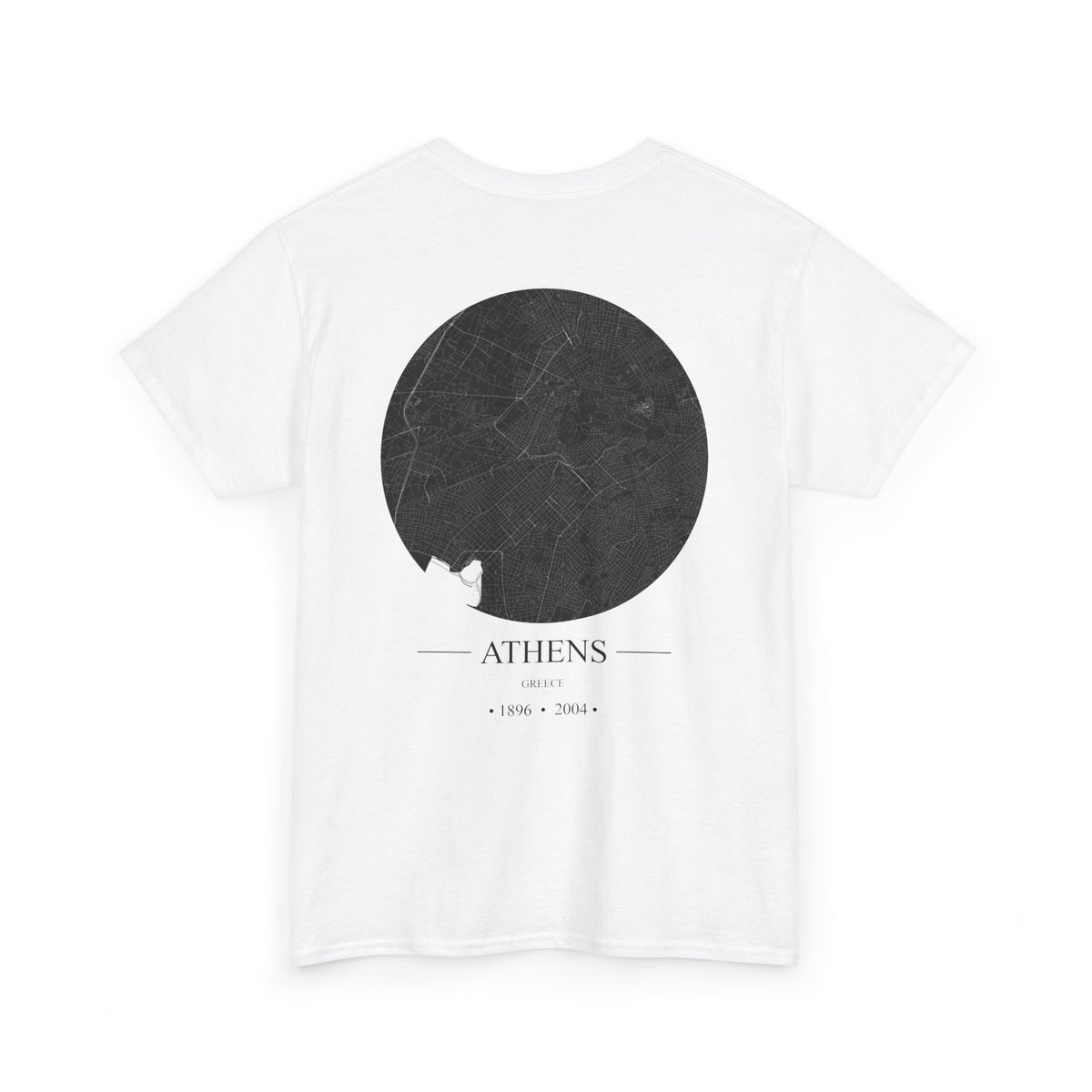 Athens, Greece 1896 & 2004 Olympic Host City Map Unisex Heavy Cotton Tee