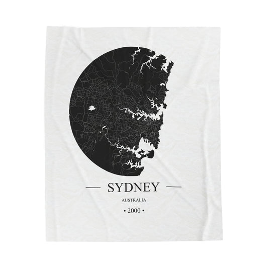 Sydney, Australia 2000 Olympic Host City Map Velveteen Plush Blanket