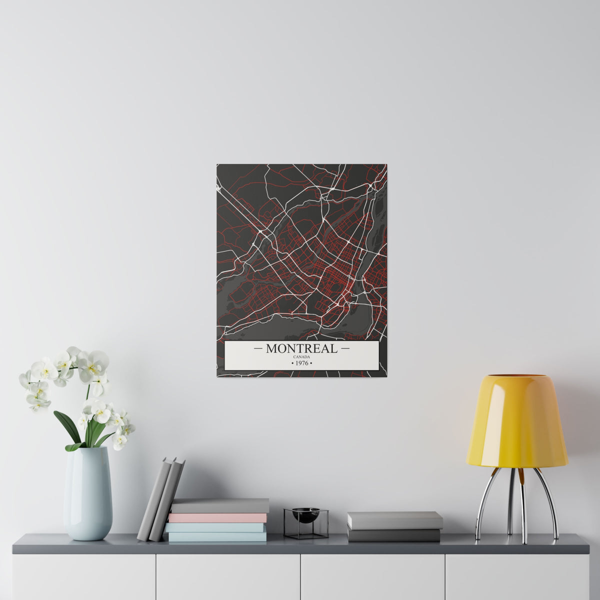 Montreal, Canada 1976, Color Map, Matte Canvas, Stretched, 0.75"