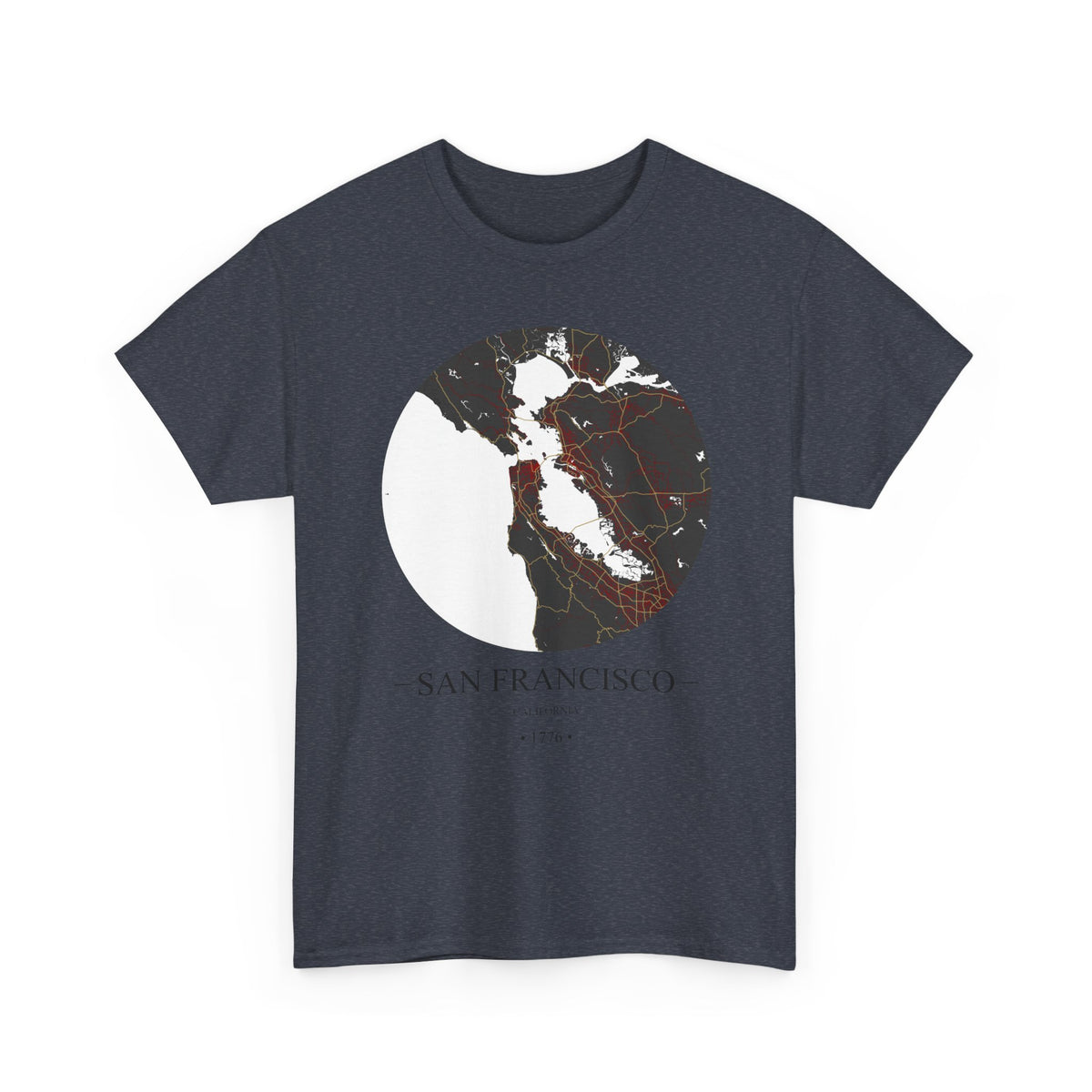 San Francisco, California 1776 Founders City Map Unisex Heavy Cotton Tee, Express Delivery available