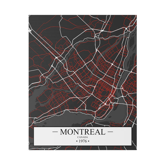 Montreal, Canada 1976, Color Map, Matte Canvas, Stretched, 0.75"