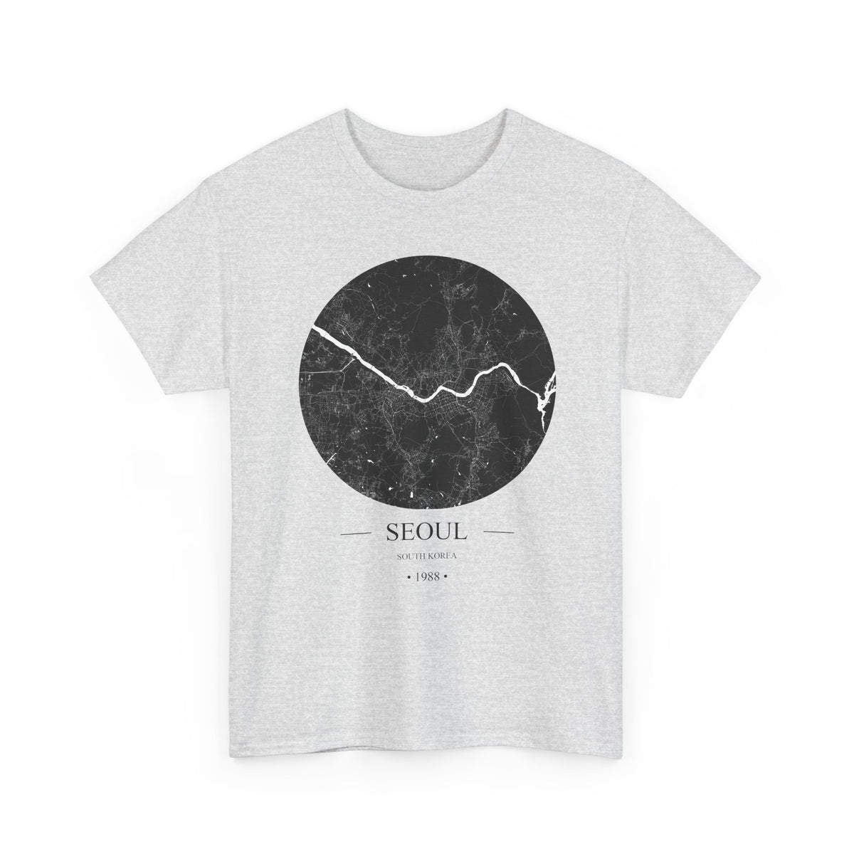 Seoul, South Korea 1988 Olympic Host City Map Unisex Heavy Cotton Tee