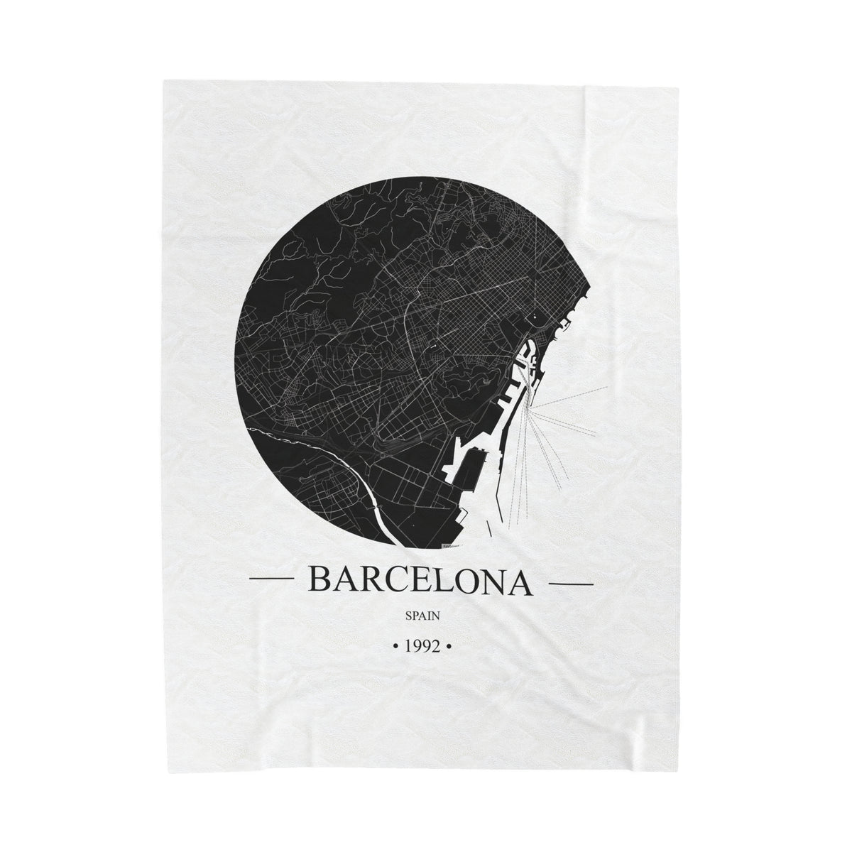 Barcelona, Spain 1992 Olympic Host City Map Velveteen Plush Blanket