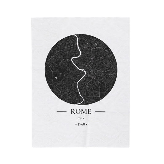 Rome, Italy 1960 Olympic Host City Map Velveteen Plush Blanket