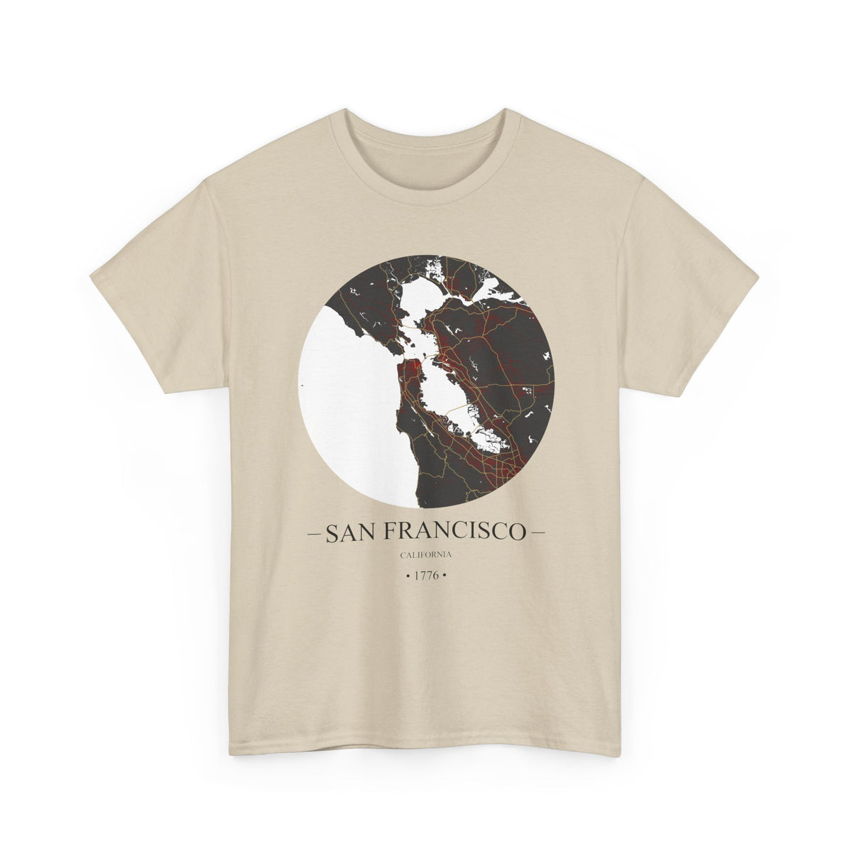 San Francisco, California 1776 Founders City Map Unisex Heavy Cotton Tee, Express Delivery available