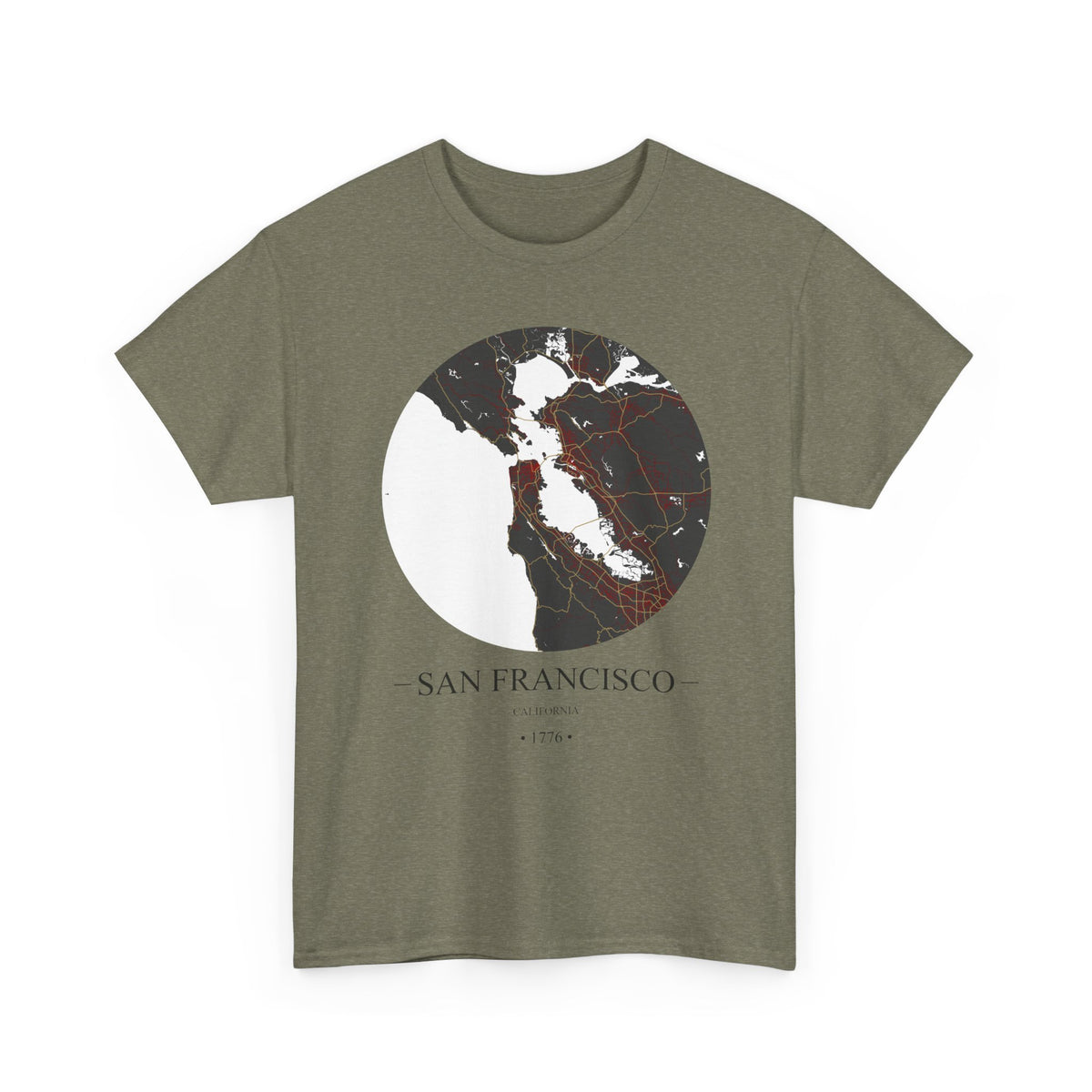 San Francisco, California 1776 Founders City Map Unisex Heavy Cotton Tee, Express Delivery available