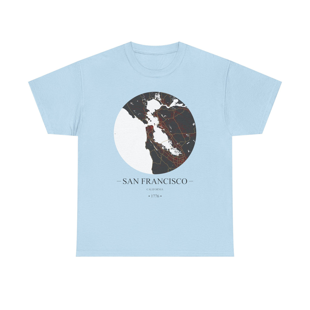 San Francisco, California 1776 Founders City Map Unisex Heavy Cotton Tee, Express Delivery available