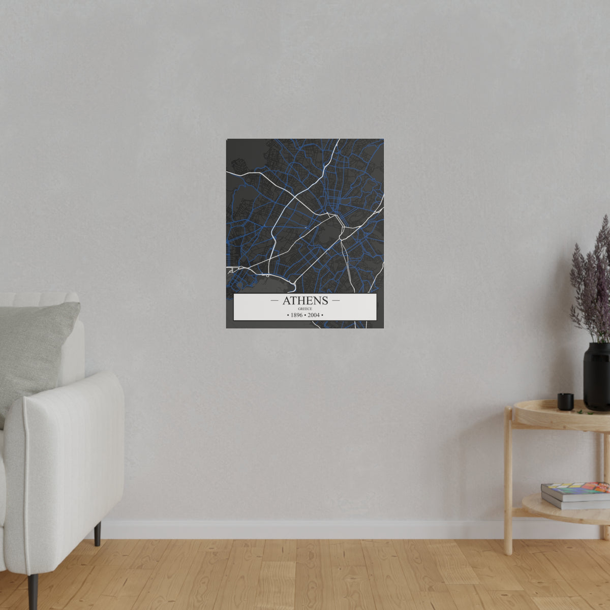 Athens, Greece 1896 & 2004, Color Map, Matte Canvas, Stretched, 0.75"