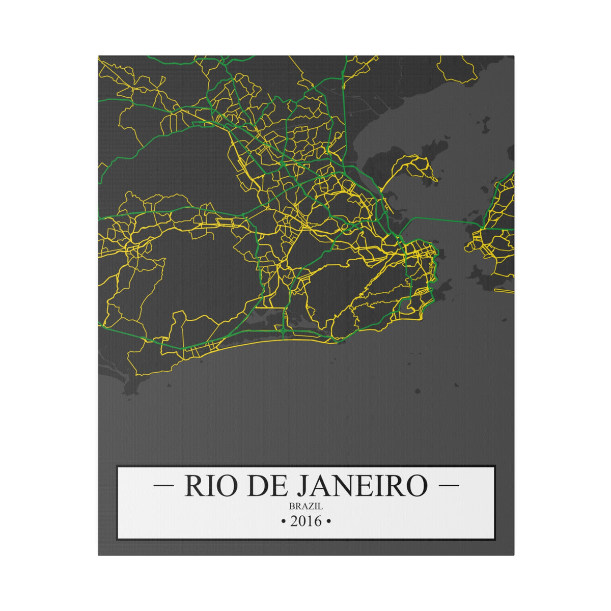 Rio De Janeiro, Brazil 2016, Color Map, Matte Canvas, Stretched, 0.75"