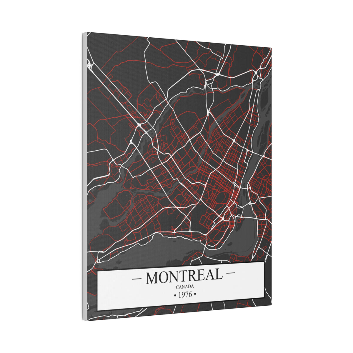 Montreal, Canada 1976, Color Map, Matte Canvas, Stretched, 0.75"