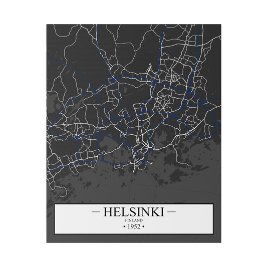 Helsinki, Finland 1952, Color Map, Matte Canvas, Stretched, 0.75"
