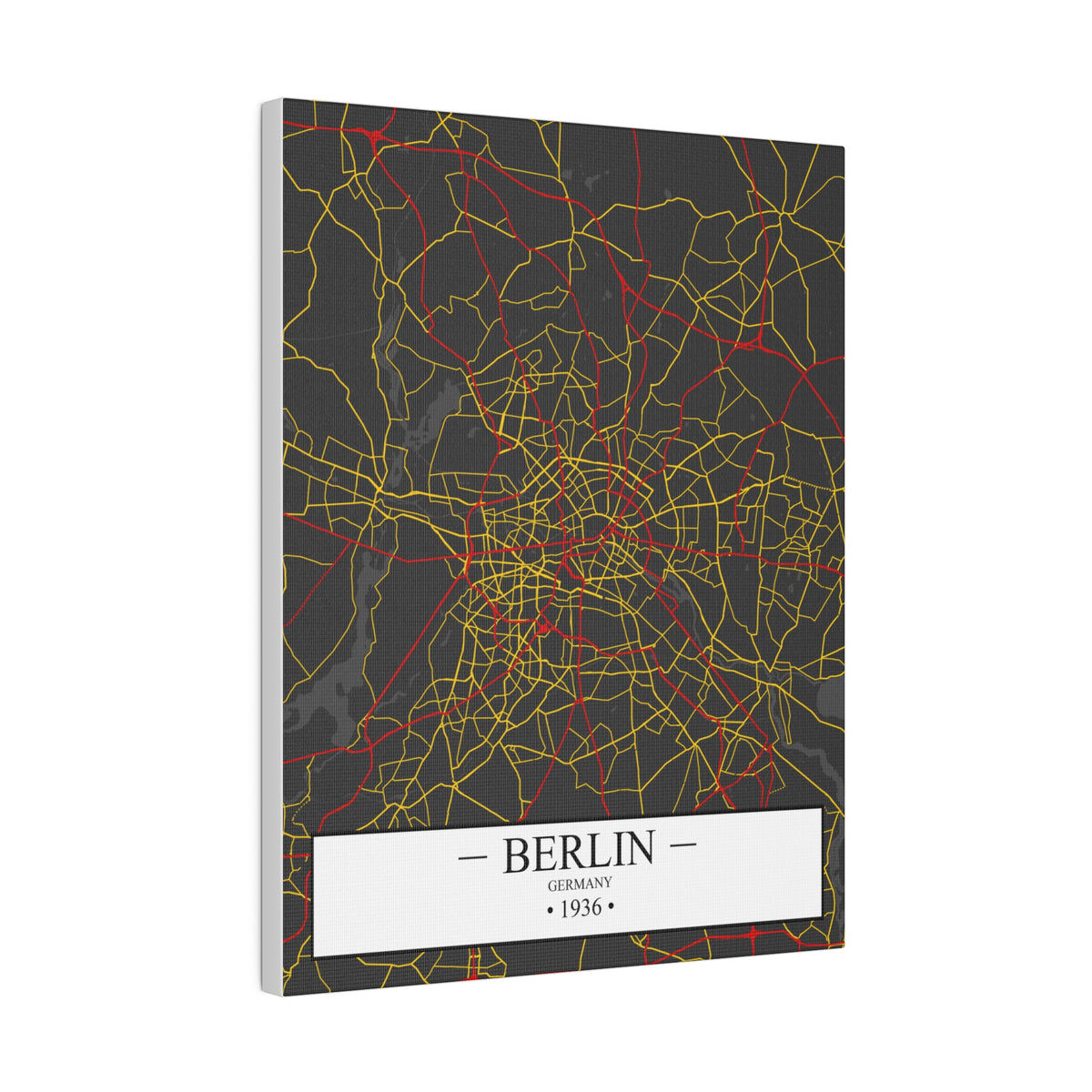 Berlin, Germany 1936, Color Map, Matte Canvas, Stretched, 0.75"