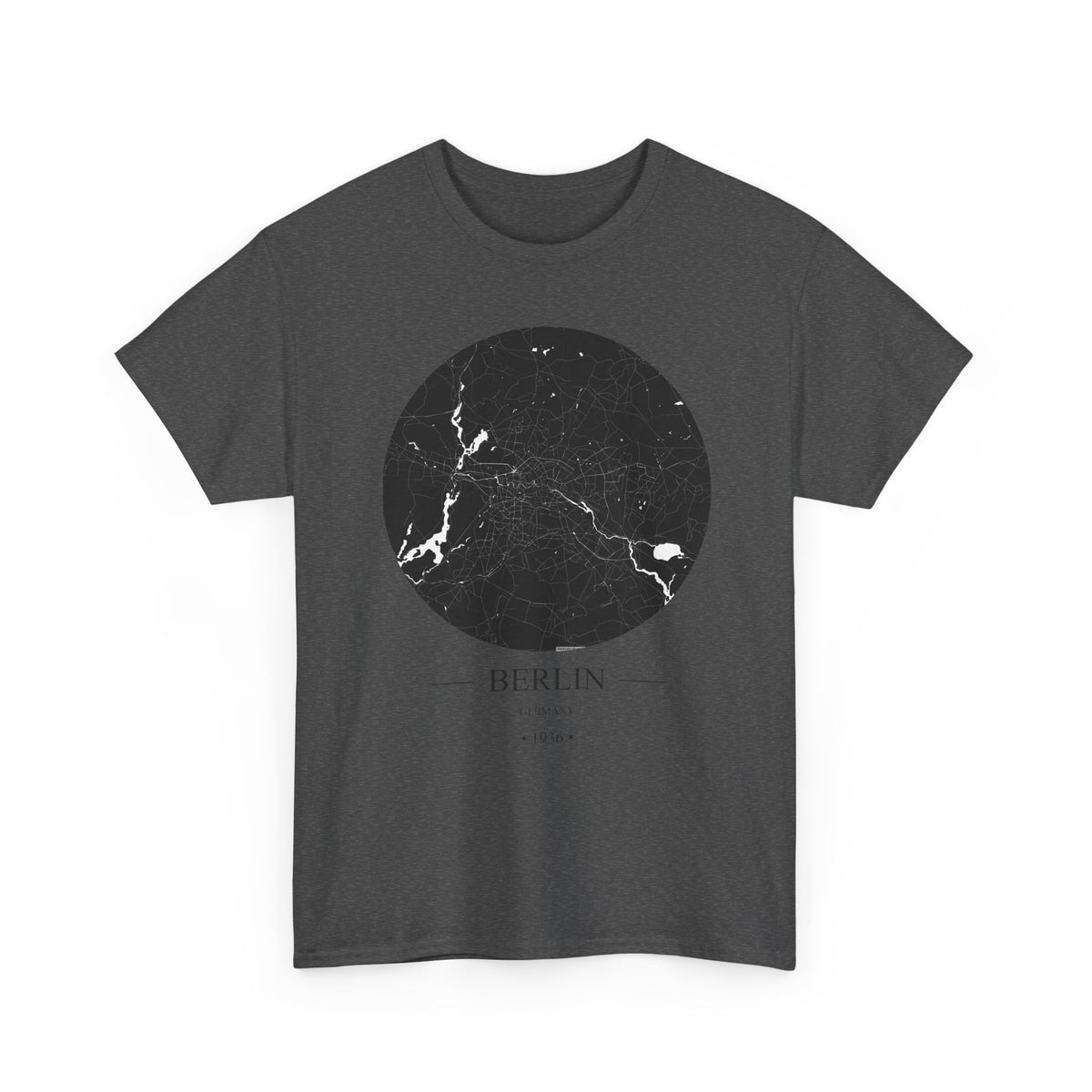 Berlin, Germany 1936 Olympic Host City Map Unisex Heavy Cotton Tee