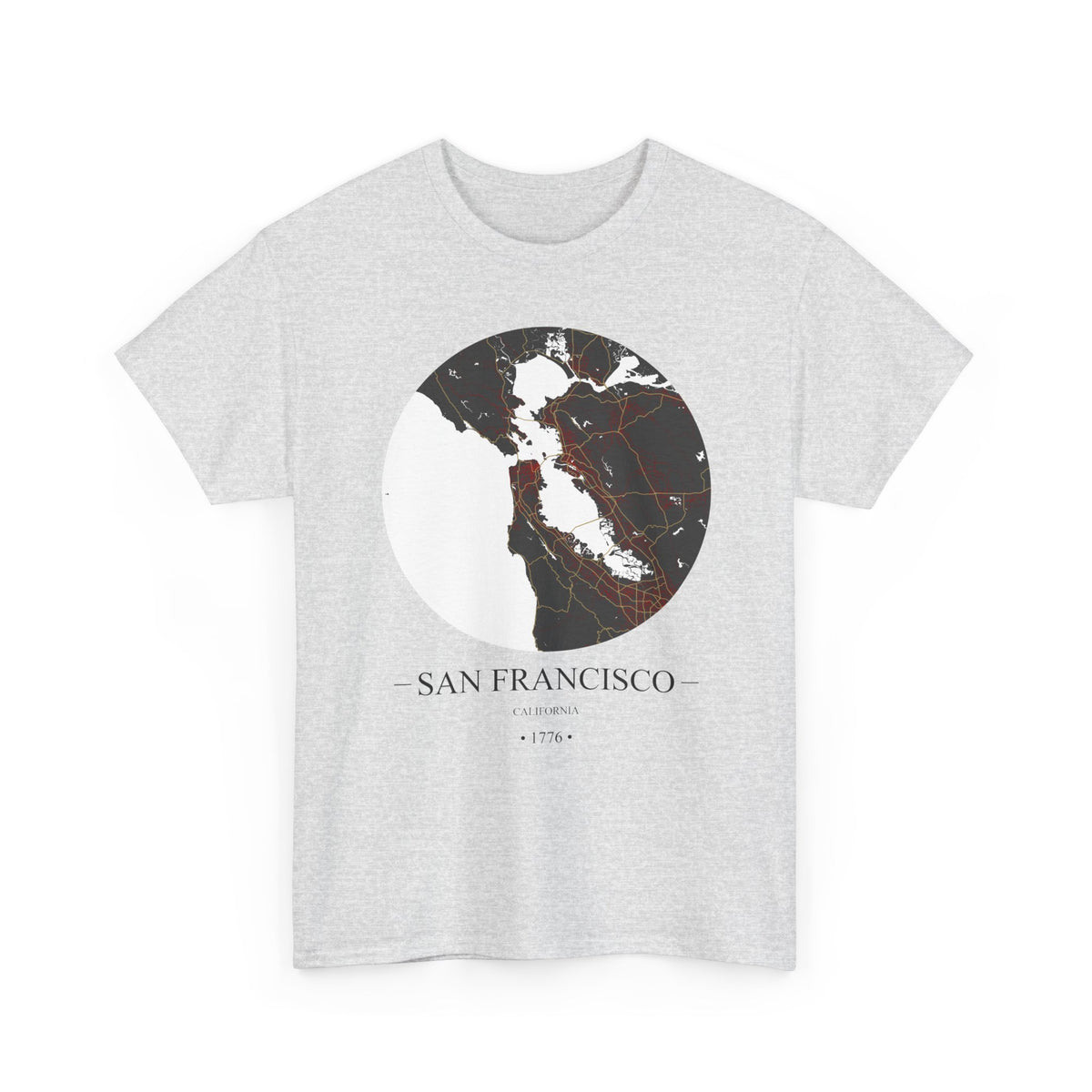 San Francisco, California 1776 Founders City Map Unisex Heavy Cotton Tee, Express Delivery available