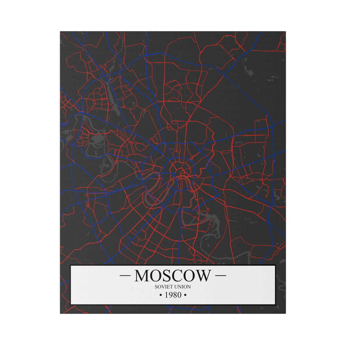 Moscow, Soviet Union 1980, Color Map, Matte Canvas, Stretched, 0.75"
