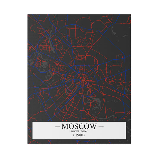 Moscow, Soviet Union 1980, Color Map, Matte Canvas, Stretched, 0.75"
